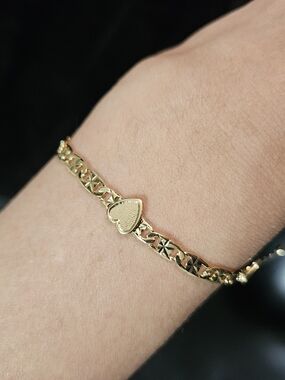 Gold Plated Heart Link Bracelet 18cm